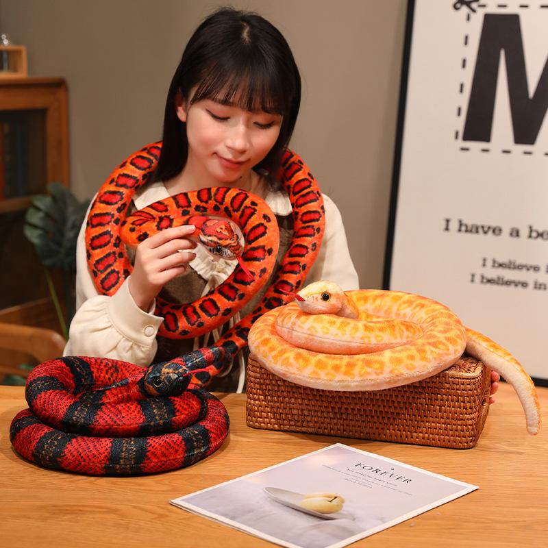 Simulated Colorful Cobra Plush Toy Stuffed Animals Snakes Plushies Doll Funny Spoof Joke Soft Toys Home Decor