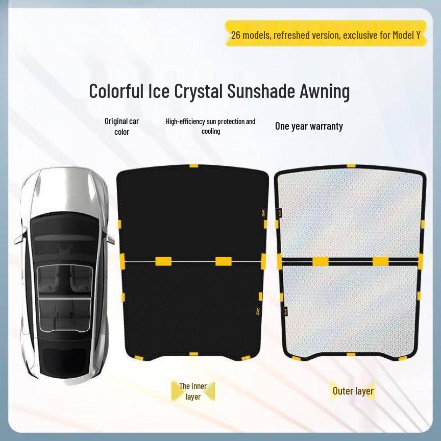 

26-inch Tesla Model Y/3 Sunroof Sunshade - Heat Insulating Sun Protection Canopy