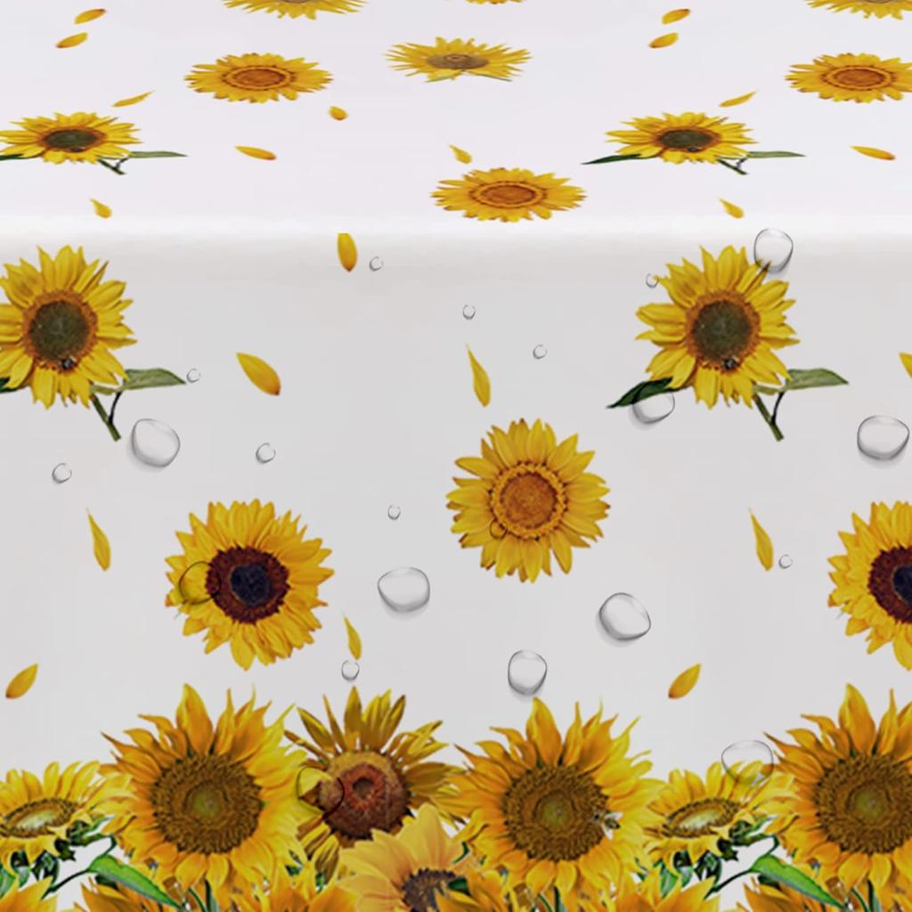 APOWBLS Sunflower Party Tablecloth Decorations, Disposable Sunflower Tablecloth for Birthday, Baby Shower, Bridal Shower, Vibrant Yellow Floral Theme