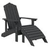 Vidaxl Adirondack Chair With Footrest And Table, HDPE, Anthracite