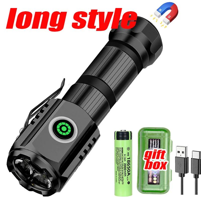 3*F350 LED Mini  Flashlight Powerful Aluminum Alloy EDC Rechargeable Torch SST20 2000LM Lamp with Tail Magnet Tactical Lantern