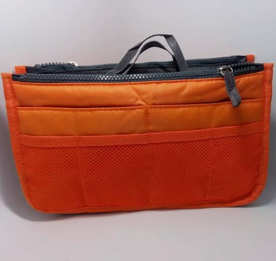 

Nylon Women Cosmetic Organizer Bag Travel Foldable Large Capacity Handbag Insert Makeup Tote Liner with Travel Insert Organizer оранжевый