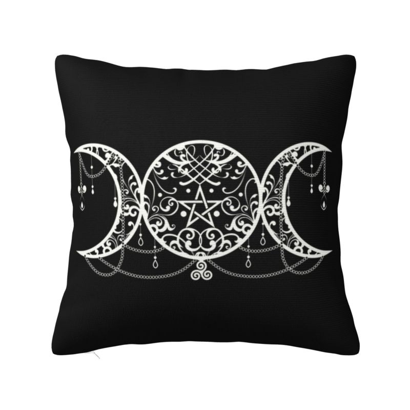 Custom Nordic Pentagram Pentacle Cushion Cover for Sofa Soft Triple Moon Goddess Pagan Wiccan Throw Pillow Case Home Decor