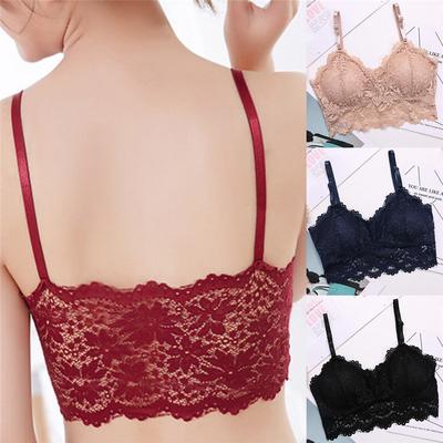 Double Shoulder Straps Lace Embroidery Sexy Ladies Tube Top Breathable Wireless Underwear