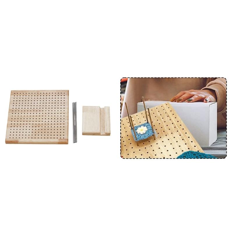 Crochet Blocking Board with Pin and Stand, Knitting Blocking Board for Granny Square Knitting and Crochet Project