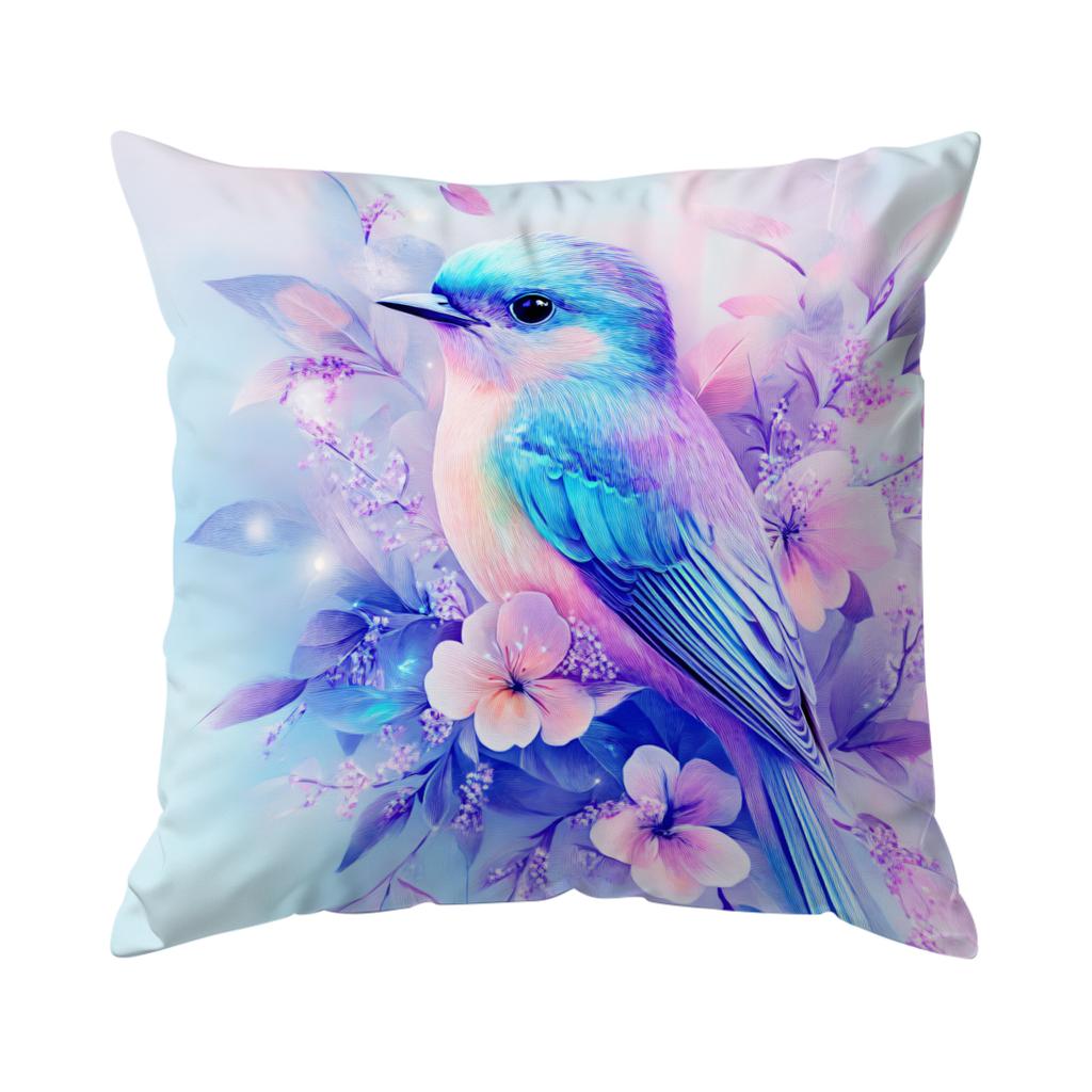 Birds And Flower Print Home Decor Pillowcase Bedroom Living Room Sofa Decor Polyester Cushion Cover