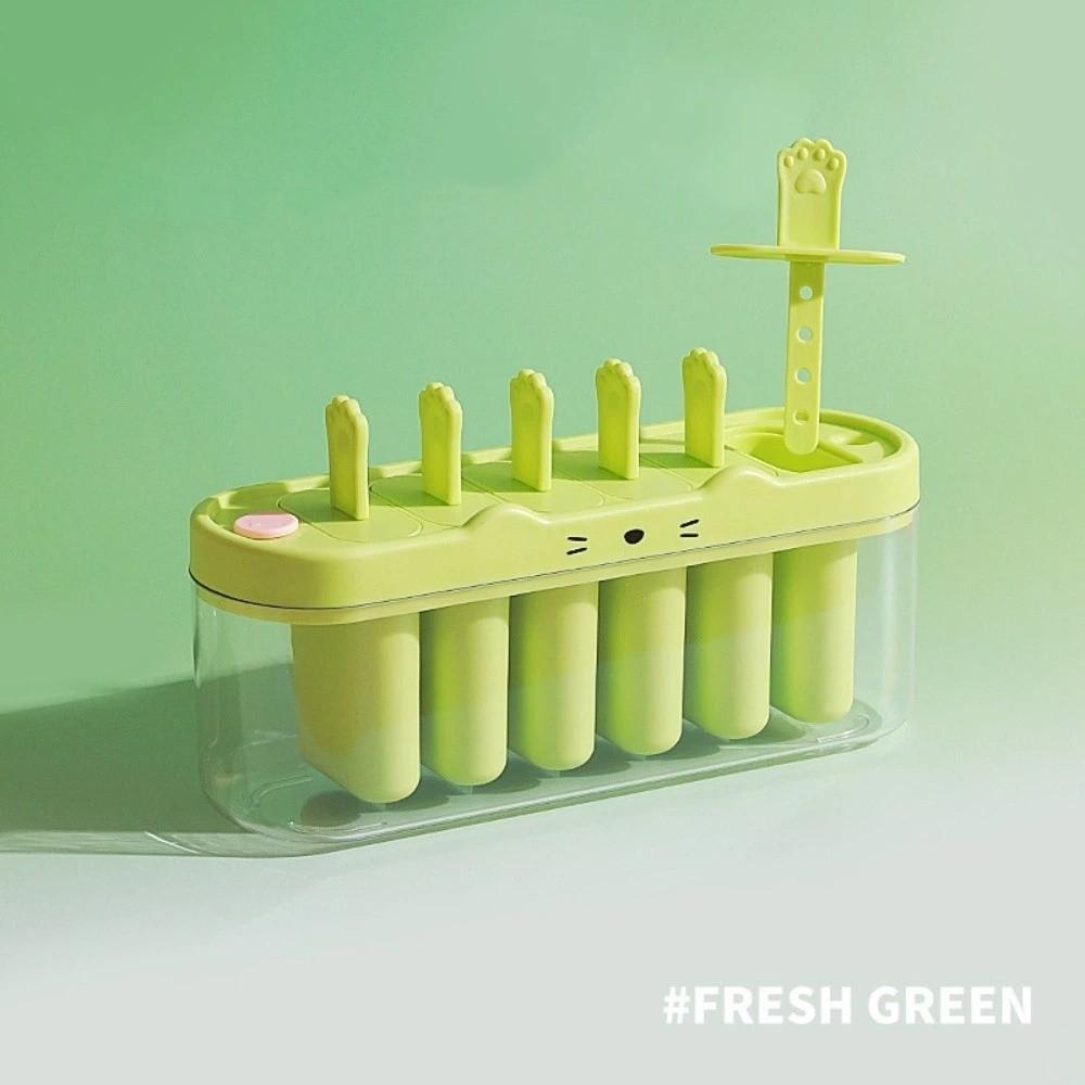 DIY Homemade Ice Box Cute Cartoon Popsicle Mold Cube Tray New Ice Cream Popsicle Mold Summer зелёный