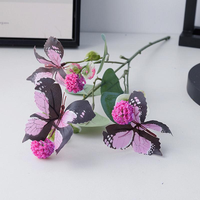 3-Forked Butterfly Dandelion Artificial Flower Party Wedding Decoration Fake Flowers Home Decoration Single Bouquet Plastic Flowers Plastic Flowers