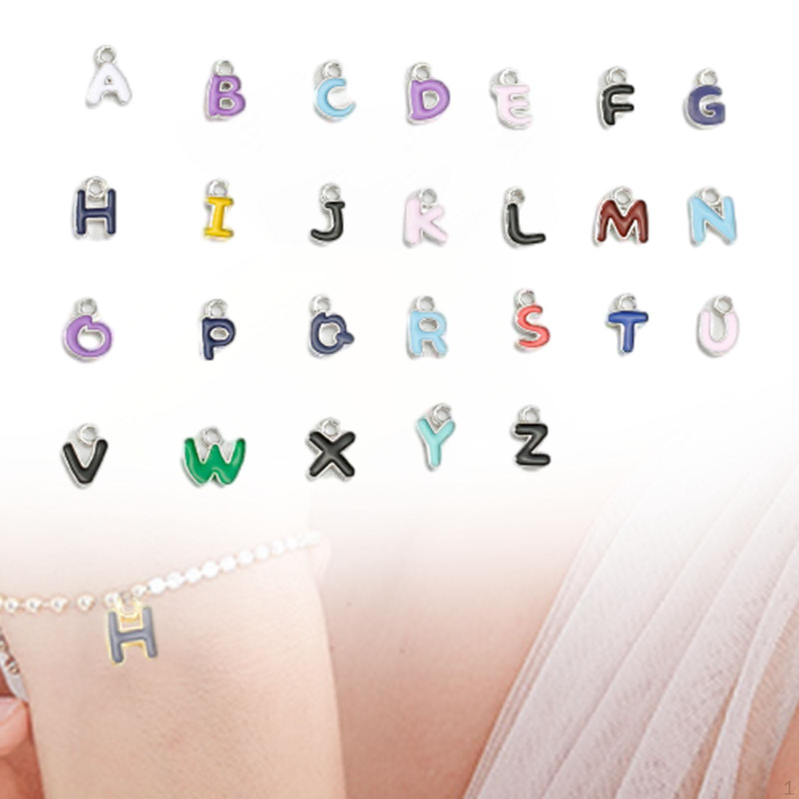 

Alphabet Letter Charms Fashion Craft Supplies Small Bead Pendant Set for Making серебряный