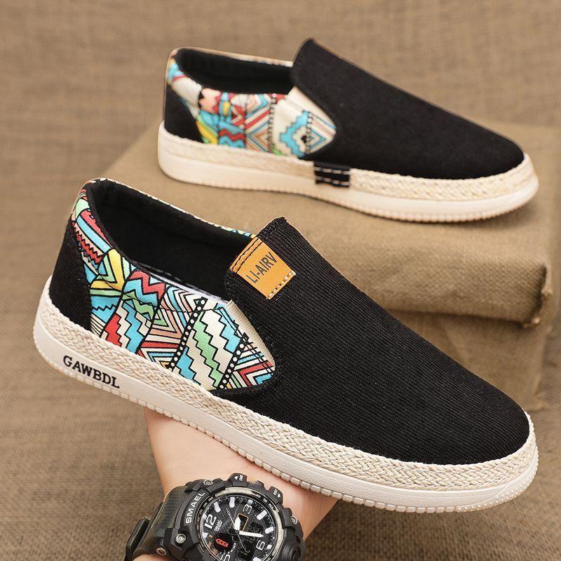 2025 summer old Beijing cloth shoes men's new sports and leisure canvas shoes men's lasagna fisherman one-pedal men