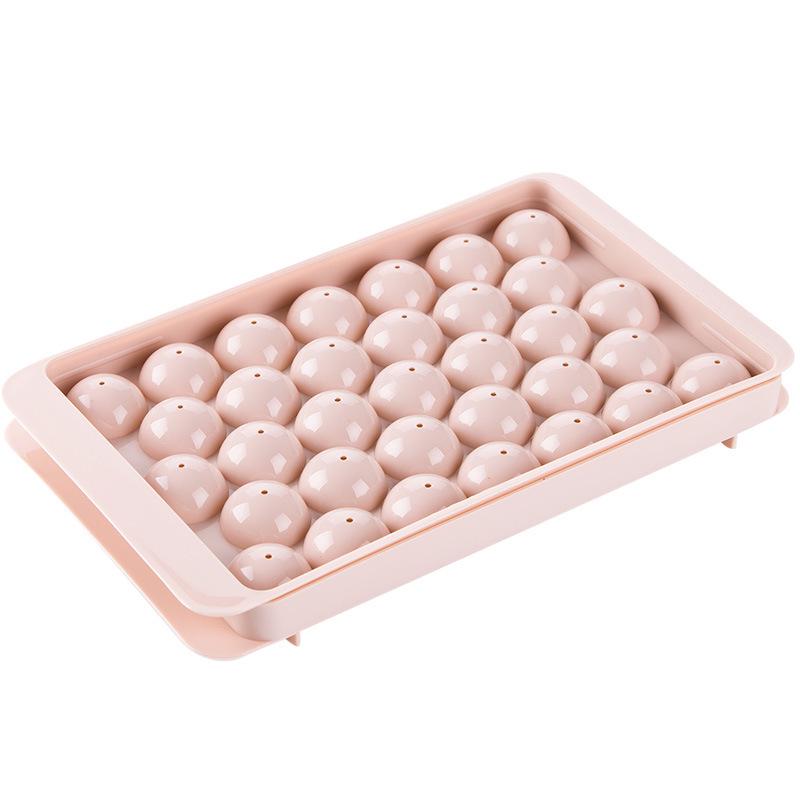 Round Ice Ball Mold with Lid - Plastic Ice Tray for Refrigerator