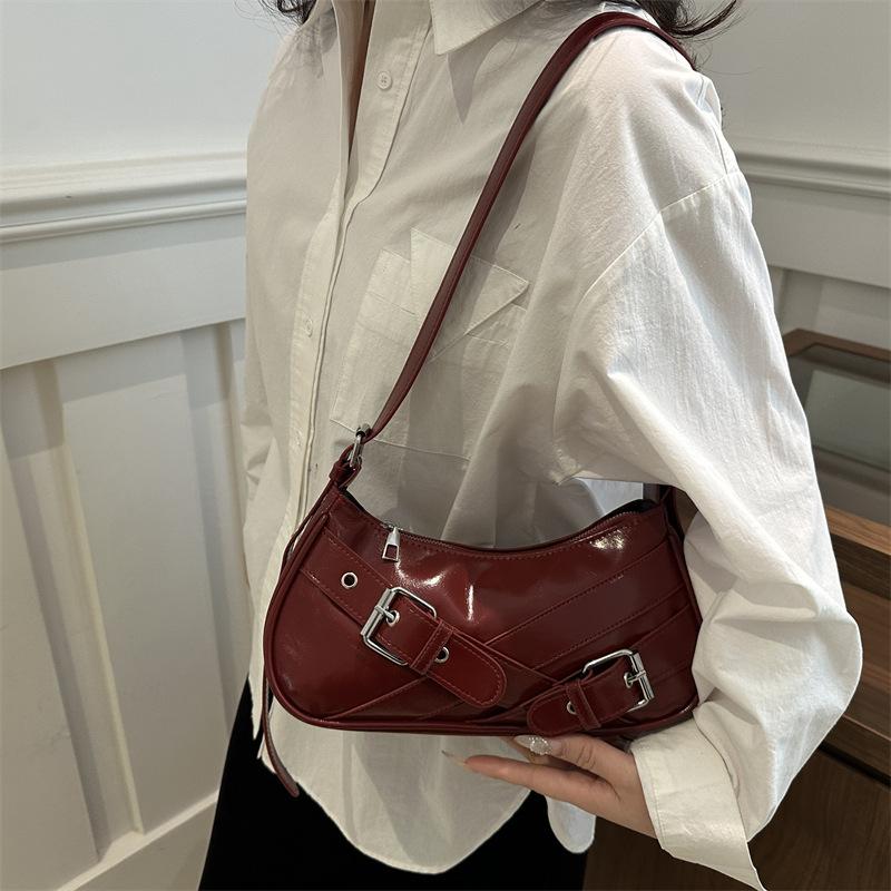 Retro Casual Belt Women's Shoulder Bags Versatile Cool Hot Girls Crossbody Handbags Y2k Simple Female Underarm Bag Purse