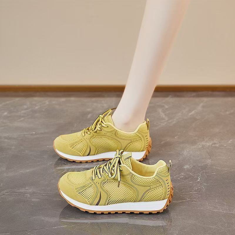 Forrest Gump shoes women's 2025 new summer mesh breathable lightweight sports shoes running thin mesh shoes yellow explosion