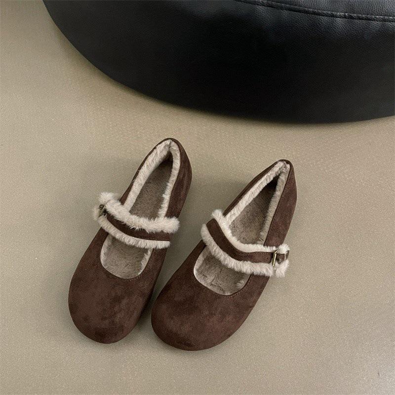 

Нежный вечерний бриз бархатные туфли Мэри Джейн женские 2024 осень и зима новые нишевые замшевые одинарные туфли с юбками туфли Мао Мао 40 темно-коричневого