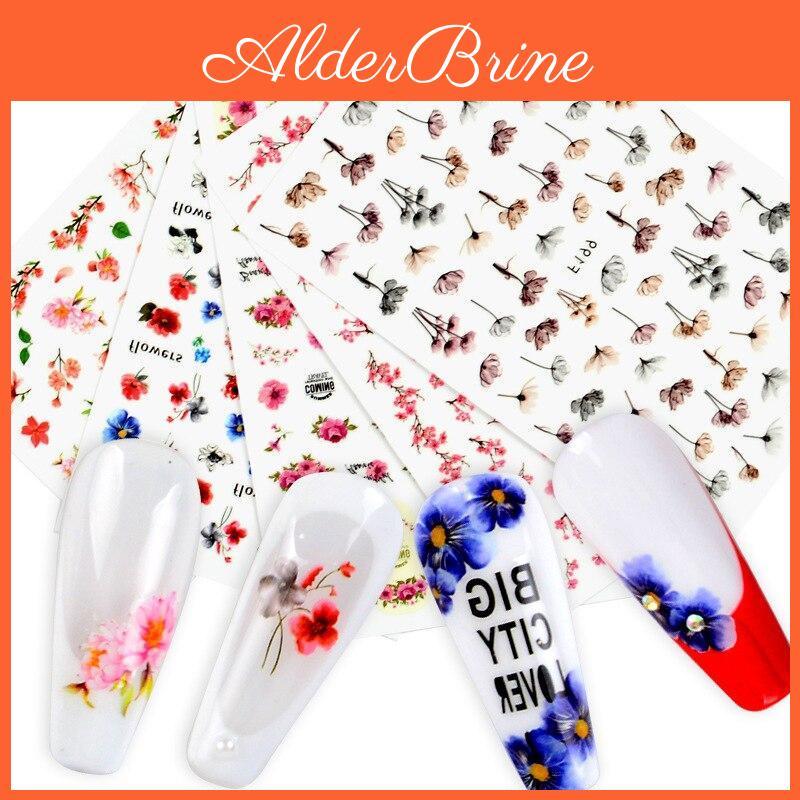 Nail Sheets Adhesive 5 Transfer Stickers Nail Art Decals Nail Decoration Mixed Patterns Floral Leaves Flamingo Animal