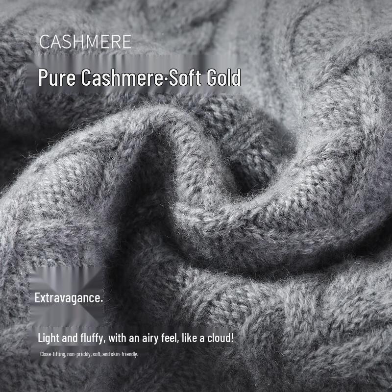 Men's Luxury Heavyweight Cashmere Cable Knit Round Neck Sweater