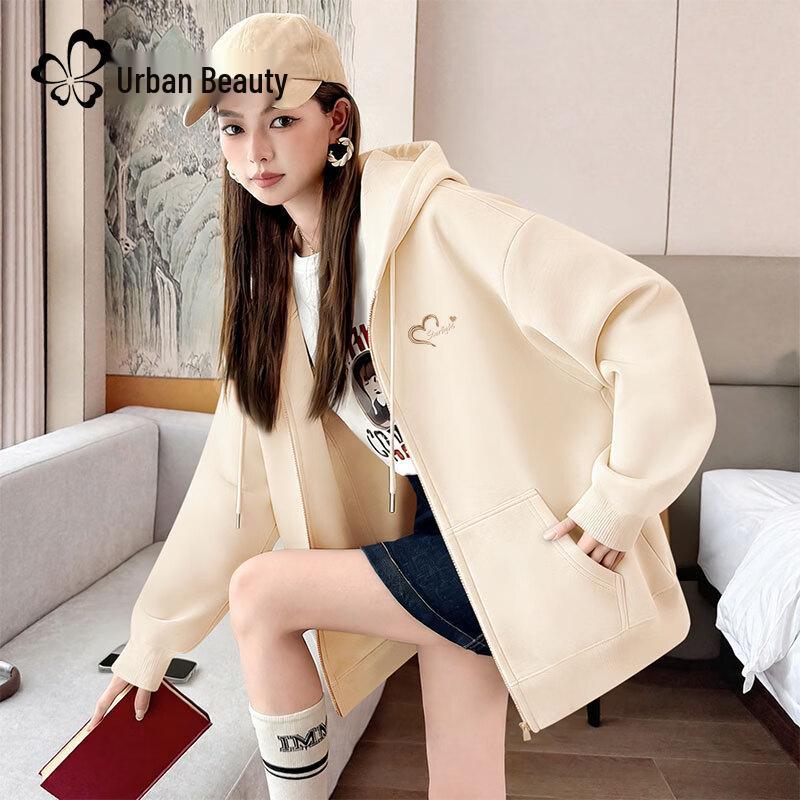 

Women s Loose-Fit Hooded Cardigan Sweatshirt L