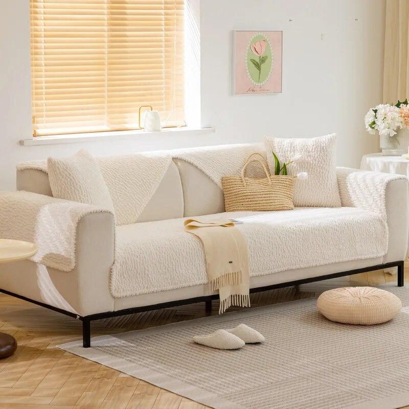 Caterpillar Sofa Couch Cover Winter Anti Slip Thickened Living Room Seat Cushion Covers Plush Warm Couch Covers for Sofas