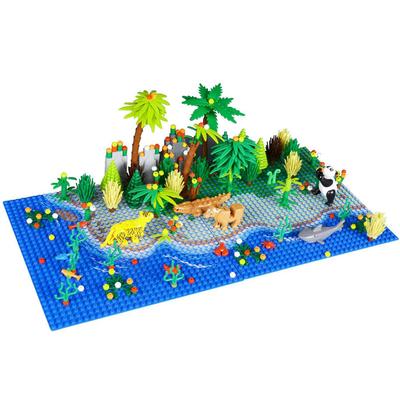 Children's Building Block Desktop, Island Grass, Forest Pellets, Bottom Board, Beach, Sea, River, Waves, Animals, Paint Board