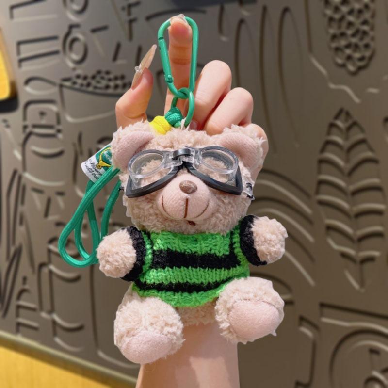 Cartoon Plush Glasses, Bear Key Chain, Schoolbag Pendant, Cute Bag, Doll, Keychain, Hanging Accessory, Gift