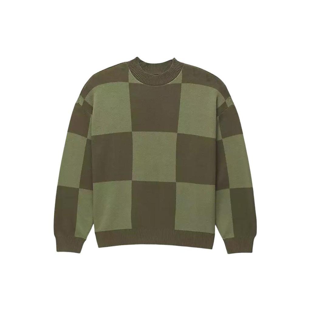 Vans Vortex Pullover Karomuster Rundhalsausschnitt Locker Langarm Pullover Damen Pullover Grün VN000G3GAMB