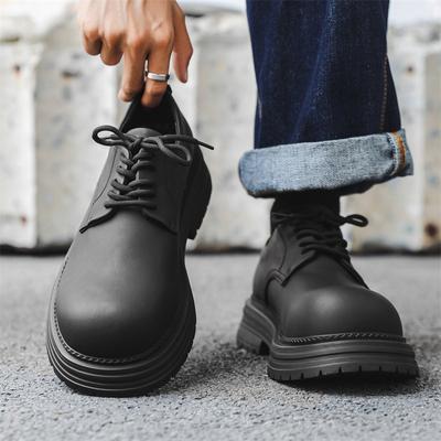 Chaussures en cuir à grosse tête de style britannique rétro pour hommes, chaussures décontractées pour jeunes, chaussures à plateforme tendance pour hommes, petites chaussures en cuir 2234-J