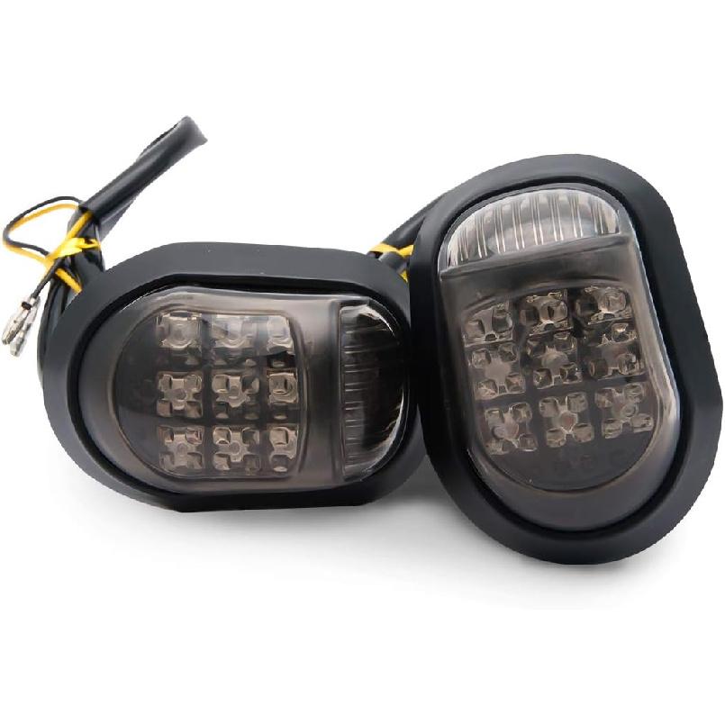 MACHSWON 2PCS Motorbike LED Flush Mount Smoke Turn Signal Indicator Blinker Light, Amber Turning Lights 12V for Motorcycle