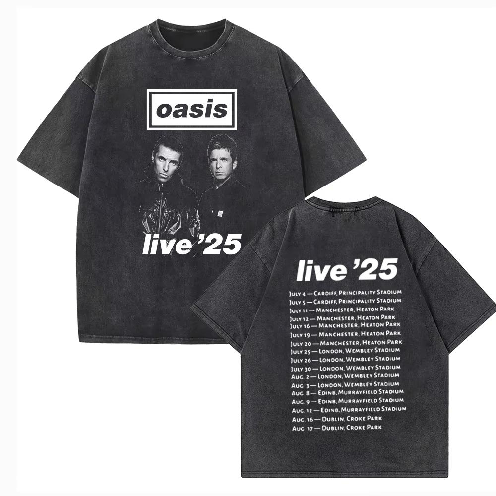 

Мужские и женские винтажные летние футболки с коротким рукавом OASIS Live 25 Tour, футболка с надписью «Die Welt» Rock Tee S