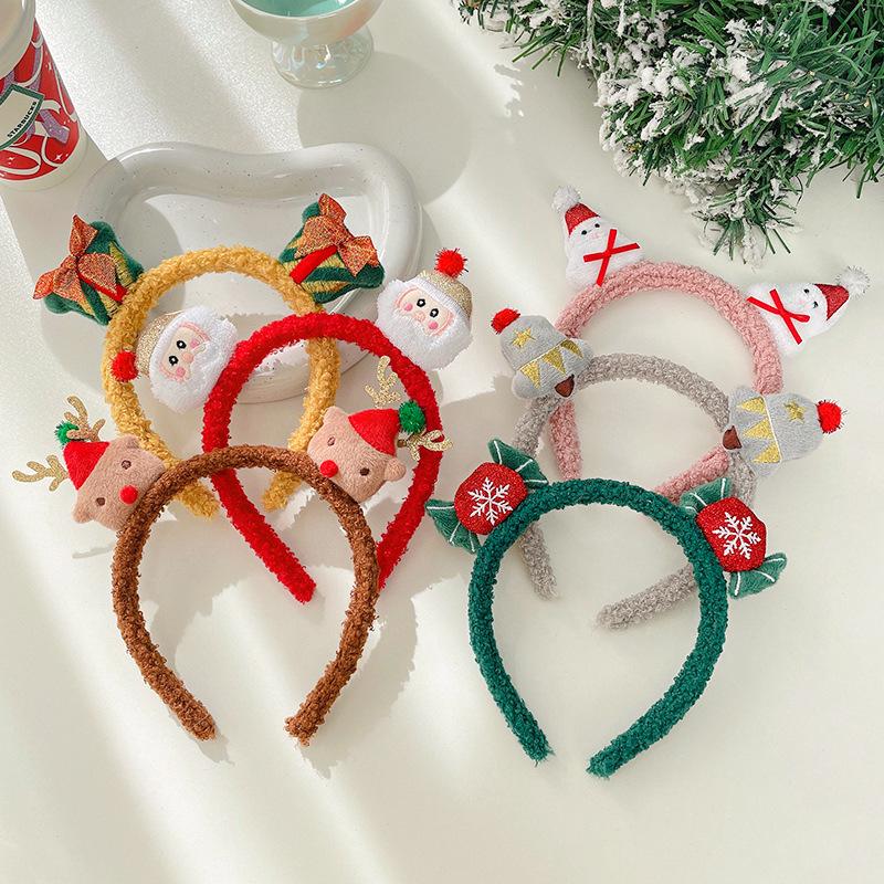 Christmas Cute Santa & Reindeer Plush Headband for Women - Autumn/Winter Mori Style Hair Accessory