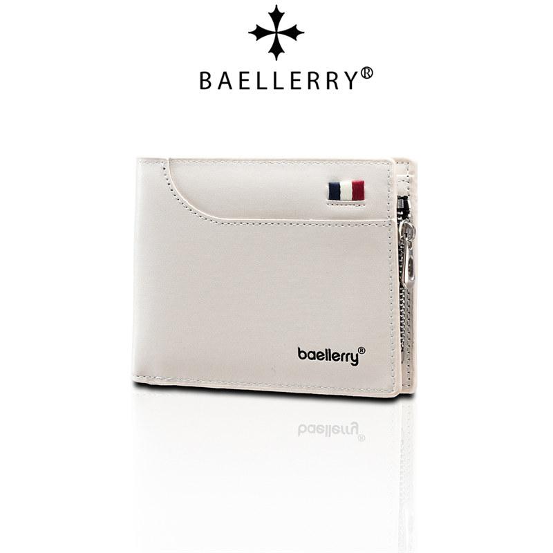 Baellerry Men Fashion Tri-fold Wallets Vintage Design Business ID Card Holder Zipper Coin Purse