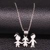 Acciaio Inossidabile Famiglia Ragazze Ragazzi Collana Donne Mama Bambini Familia Collana Colore Argento Gioielli Bambino Regalo collar familia N7191