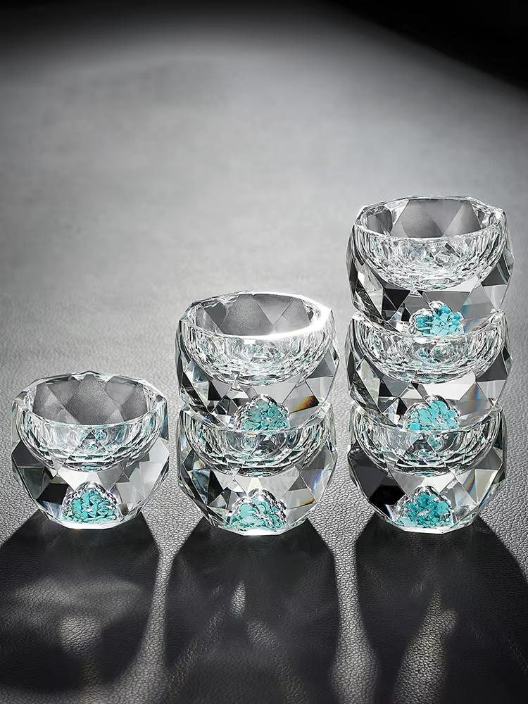 Creative Crystal Faceted Liquor Glasses Vodka Whiskey Spirits Glasses Turquoise Scales Dispensers Home Sip Glasses Bar Utensils