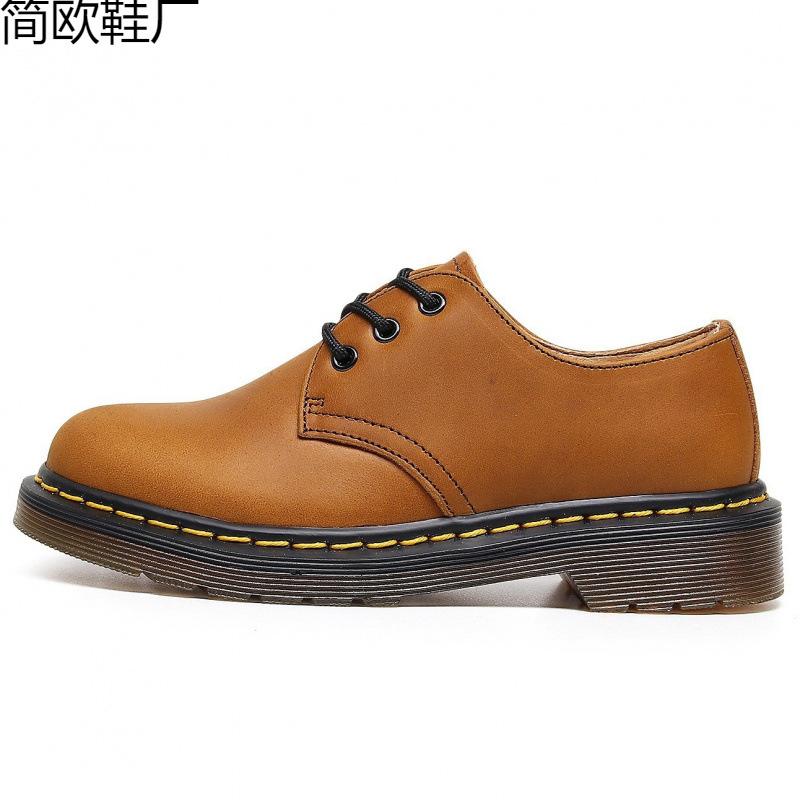First layer low-top small leather shoes women's leather Crazy Horse red short boots round head men's and women's casual tooling