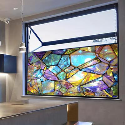 Autocollant décoratif arc-en-ciel pour fenêtre, autocollant coloré pour porte en verre