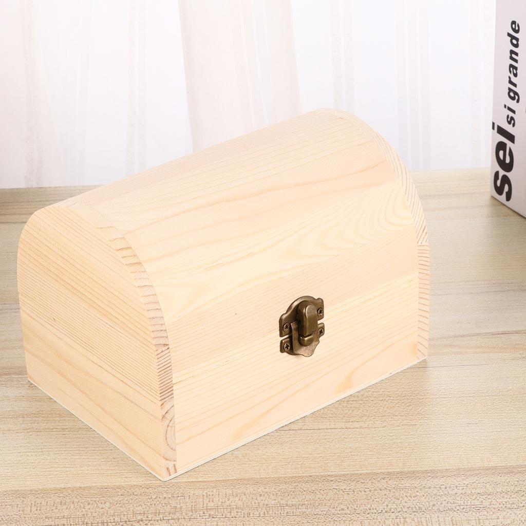Buy 16x12.2CM Arched Unfinished Wooden Case Square Multi-function Box ...