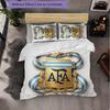 Argentina Football Pattern 3 Pieces Bedding Set Soft Microfiber Duvet Cover with Pillow Cases for Bedroom