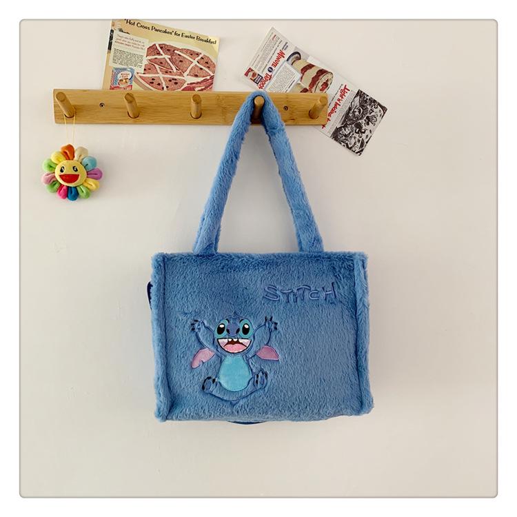Women's Plush Kuromi & Cinnamoroll Tote Crossbody Bag - Cute Dog Tooth Design Handbag
