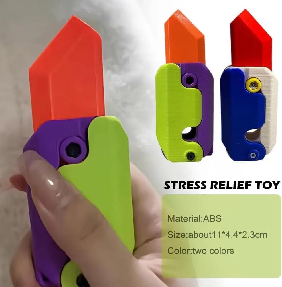 1pc 3d Printing Gravity Knife Toy Cub Jumping Small Radish Knife Fidget Toys Decompression Push Card Small Carrot Knife Unzip