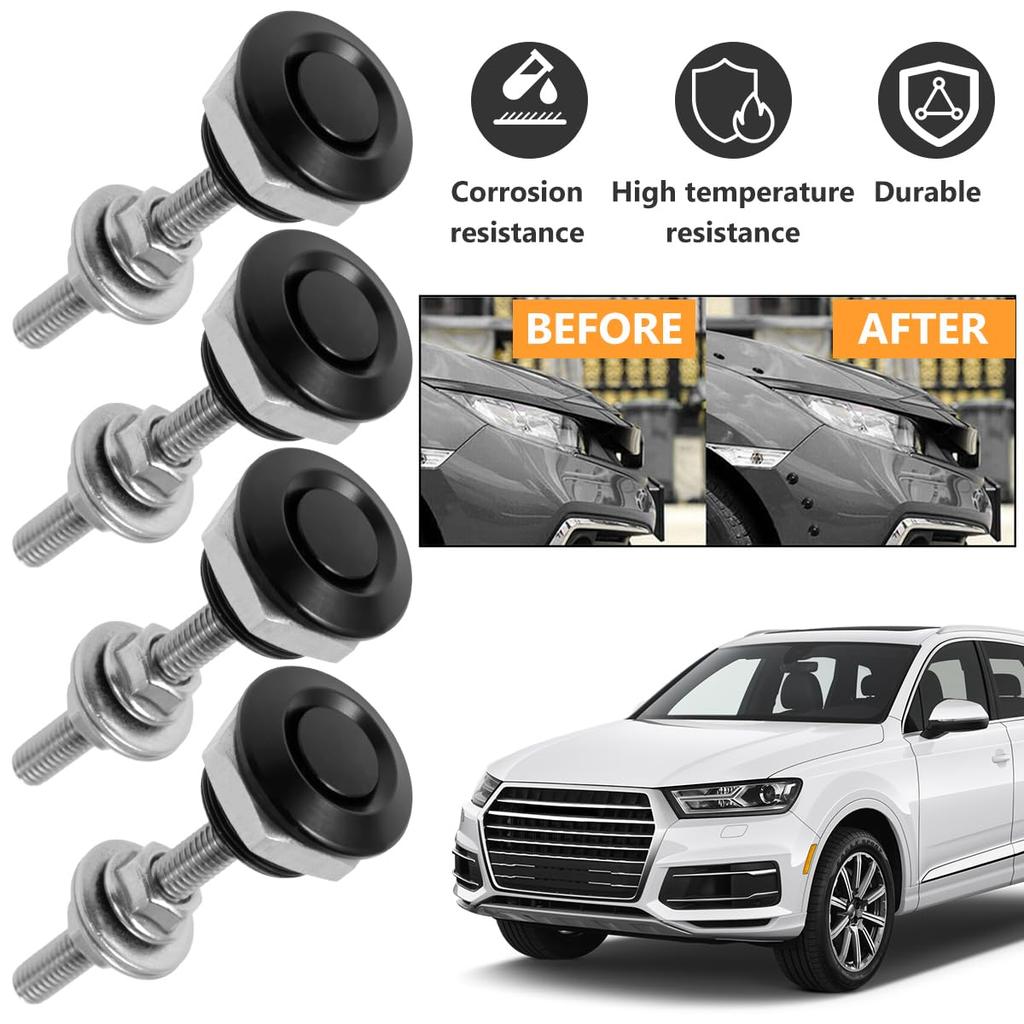 KindnessJP 4PCS Car Hood Pin Stainless Steel Car Bumper Latch Kit Aluminum Alloy Hood