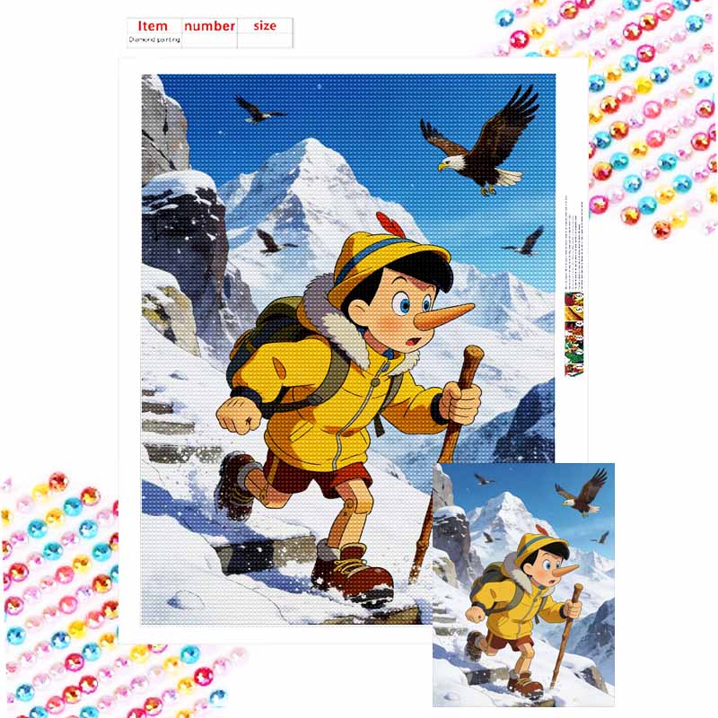 Disney themed Pinocchio diamond painting kit handmade diy 5D home decoration gift Round 20x30cm