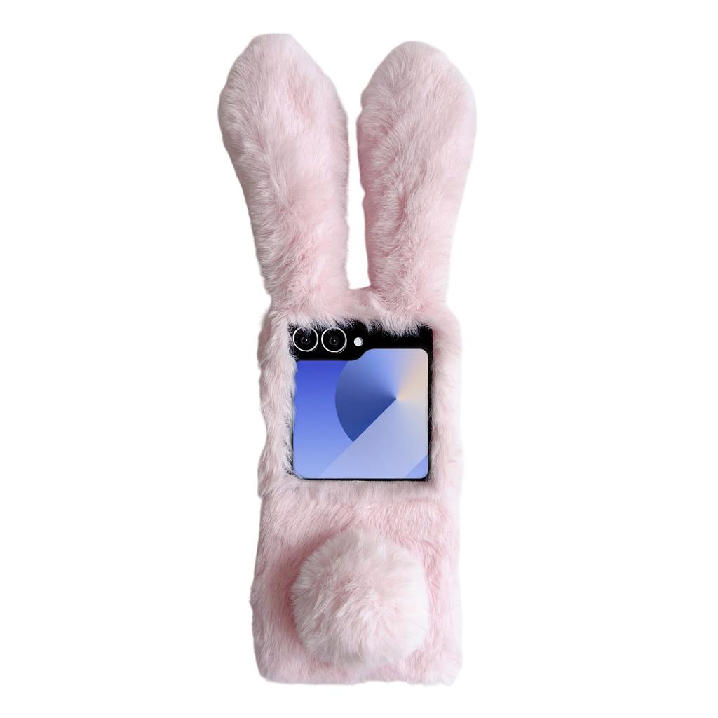 Für Samsung Galaxy Z Flip7 5G Hülle Hasenohren Winter Plüsch Hart PC Handyhülle