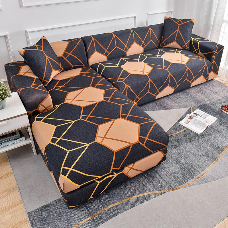 Stretch Sofa Überwurf Sofabezug Spandex Rutschfest, mit elastischem Saum für L-Form Ecksofas, Ideal für Kinder und Haustiere