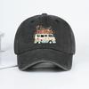 Vintage Floral Van Print Washed Baseball Cap Adjustable Unisex Cotton Travel Sun Hat