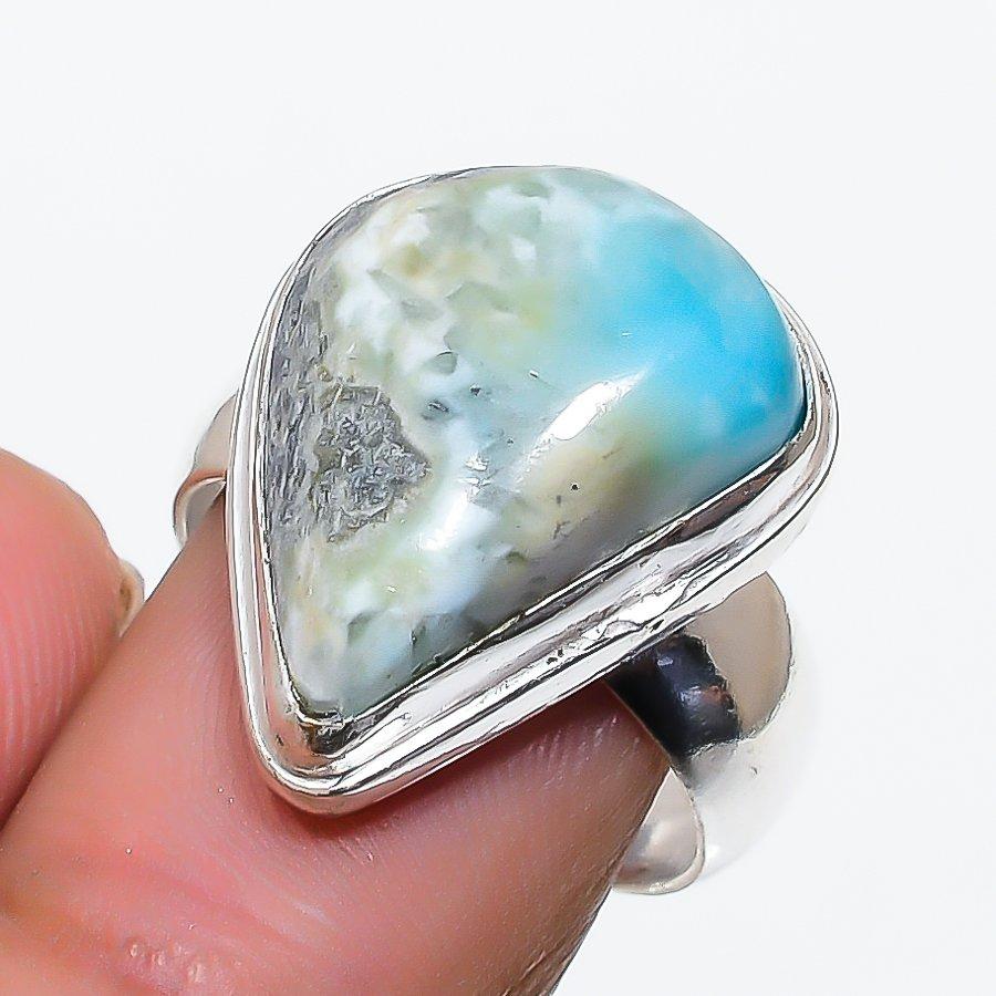 Republic Larimar Gemstone 925 Sterling Silver Jewelry Ring Size 6.5 SU-10453