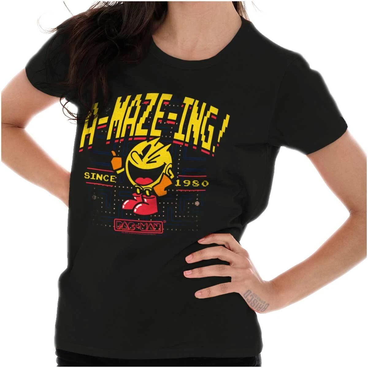 1980 Arcade Game PACMAN A-Maze-Ing Womens T Shirt Ladies Tee M