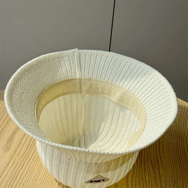 Knitted Bucket Hat Women's Spring Summer Solid Color Bucket Hat Sun Hat