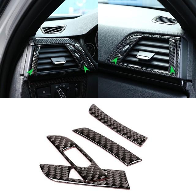 Real Carbon Fiber Car Interior Center / Side Air Conditioning Air Outlet Vent Cover Trim For BMW 3 4 Series F30 F32 2013-2018