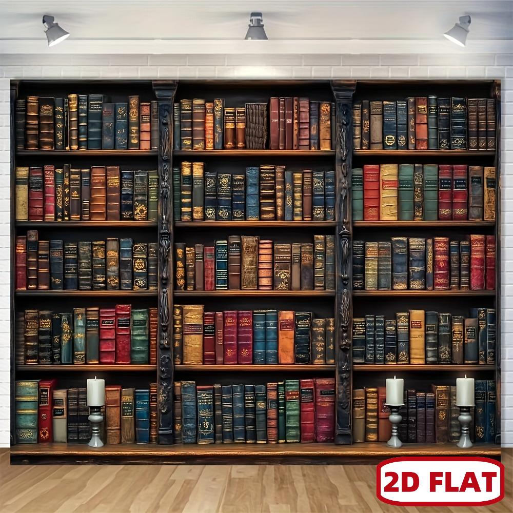 1Pcs Vintage Bookshelf Library Study Room Decoration Background School Backdrop Decorations For Photo Studio Photo Booth Party