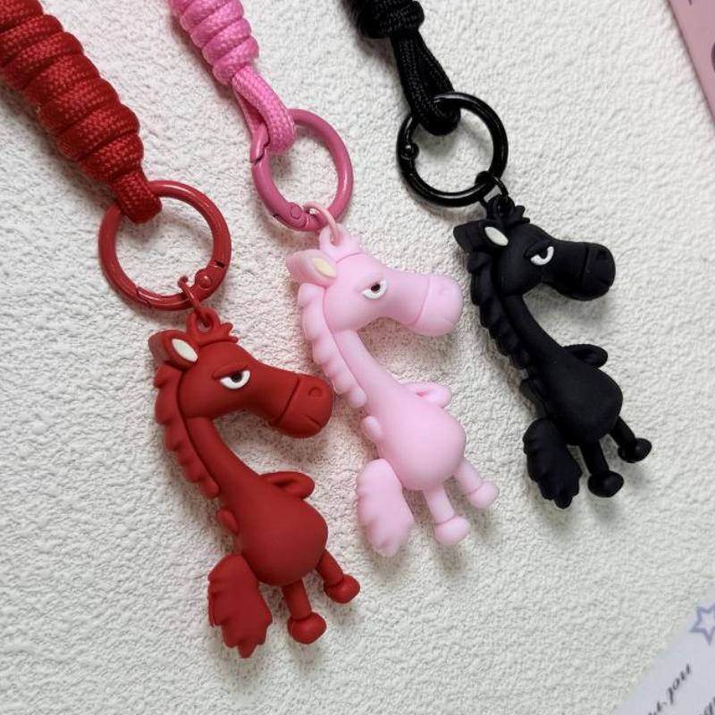 Cute Horse Silicone Keychain Stylish Lanyard Design Portable Key Ring Fun Cartoon Animal Bag Pendant Accessory 2026 Holiday Gift