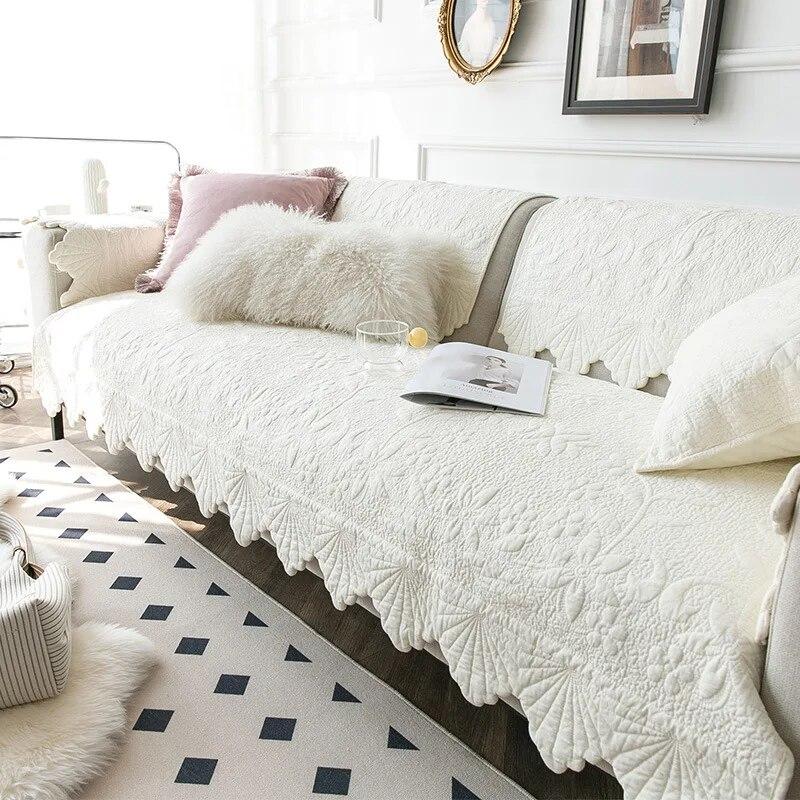 Universal Cotton Fabric Non-slip Cotton Cushion Sofa Cover Cover Retro American-style Solid Color Sofa Cushion All Seasons